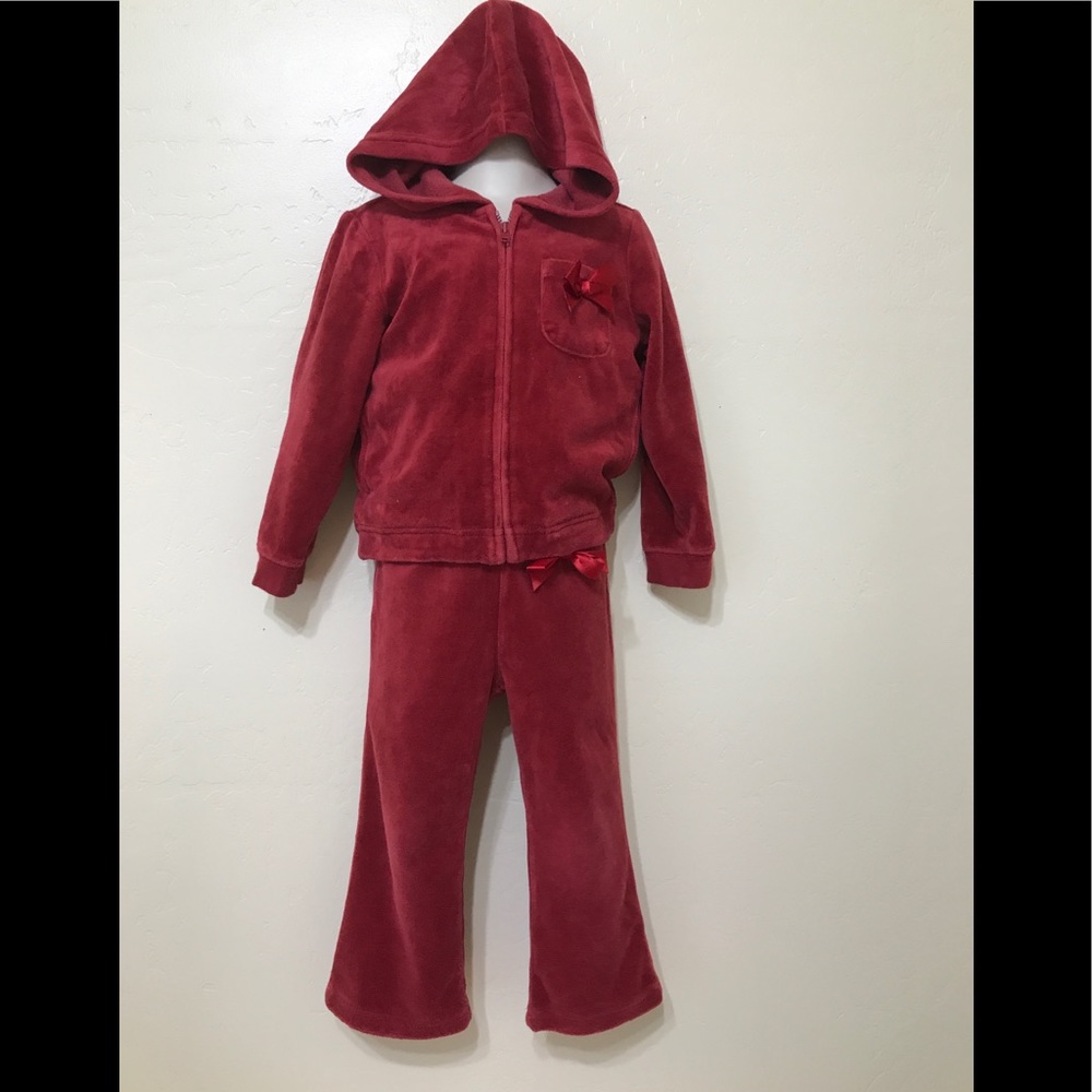 Janie and jack red velour sweatsuit. Girls 2t